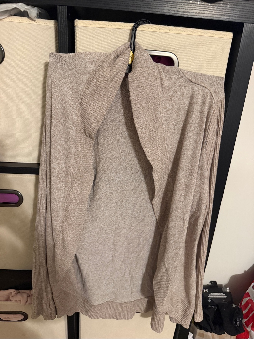 Saturday Sunday by Anthropolgie Soft Open-Front Taupe Cardigan Sweater